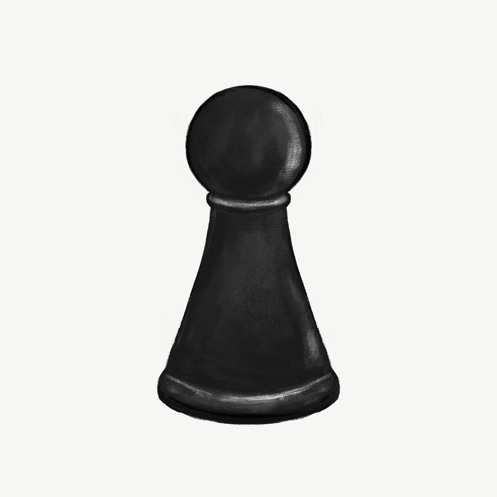 Black pawn chess piece collage element psd