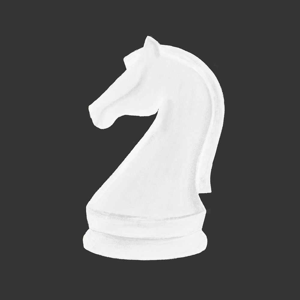 White knight chess piece collage element psd