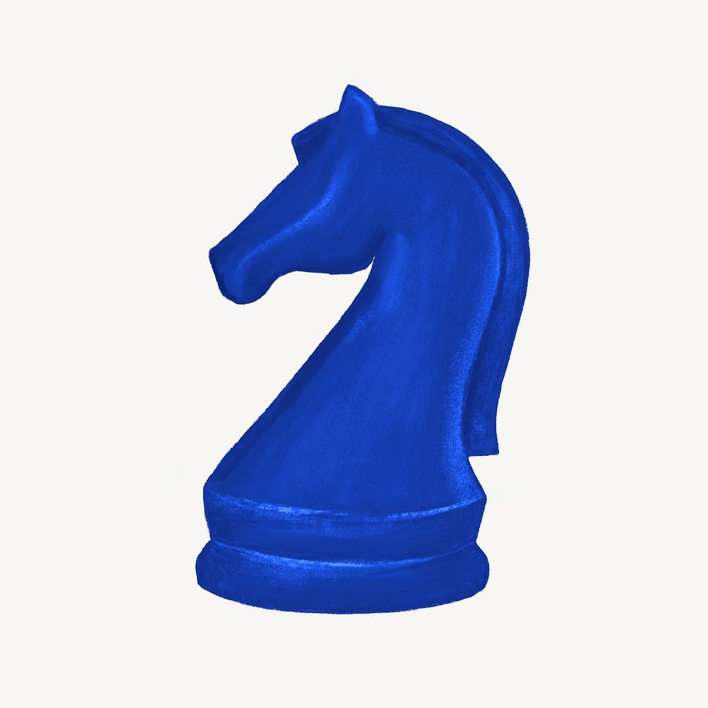 Blue knight chess piece illustration