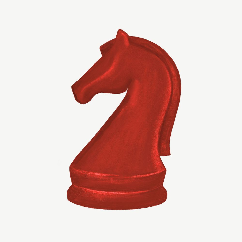 Red knight chess piece collage element psd