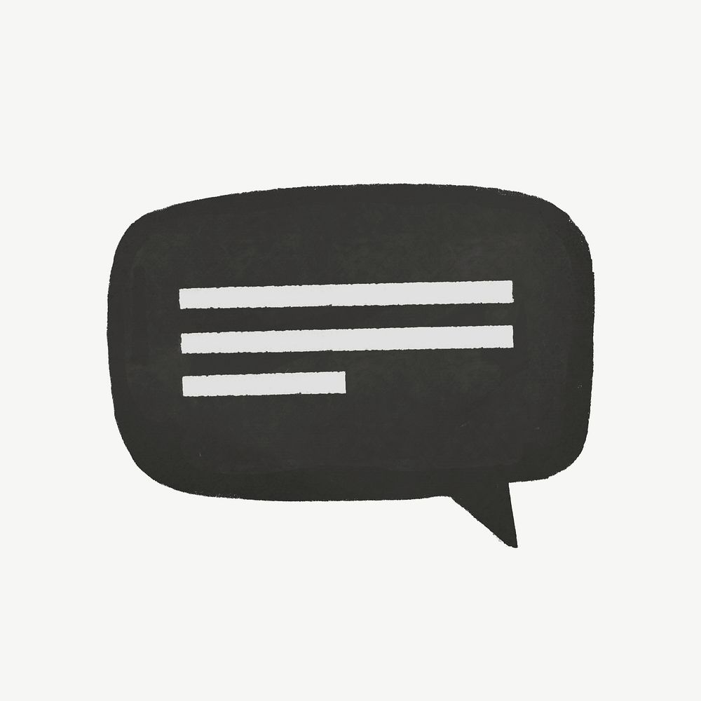 Black speech bubble collage element psd