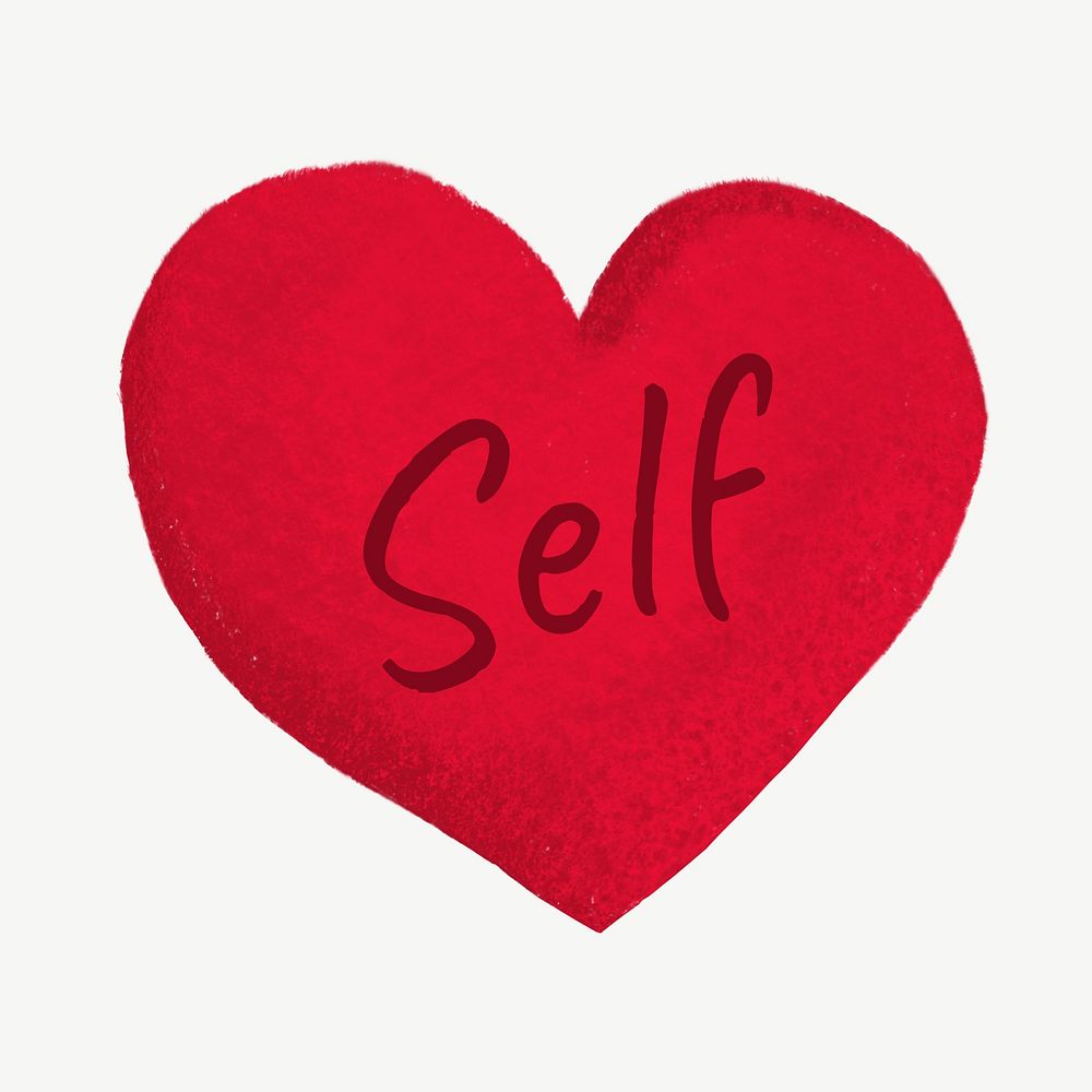 Self-love heart collage element psd