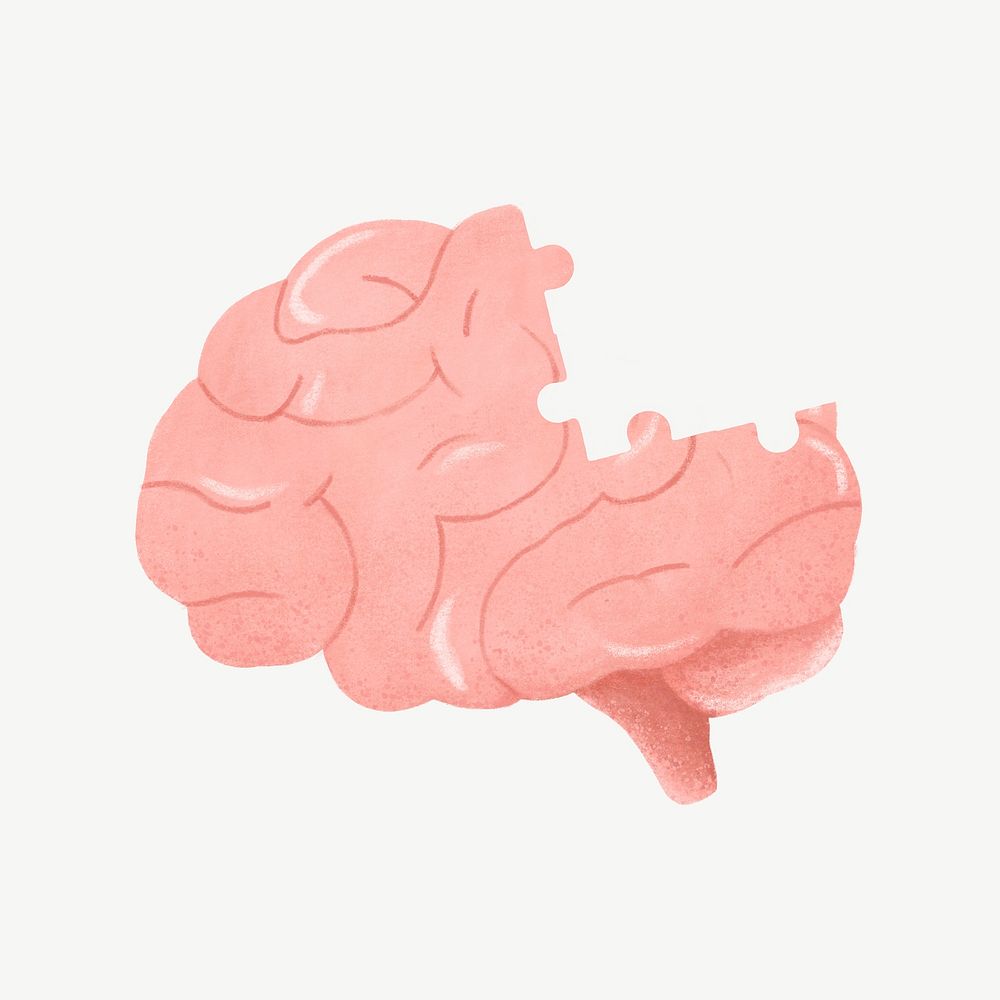 Human brain puzzle collage element psd