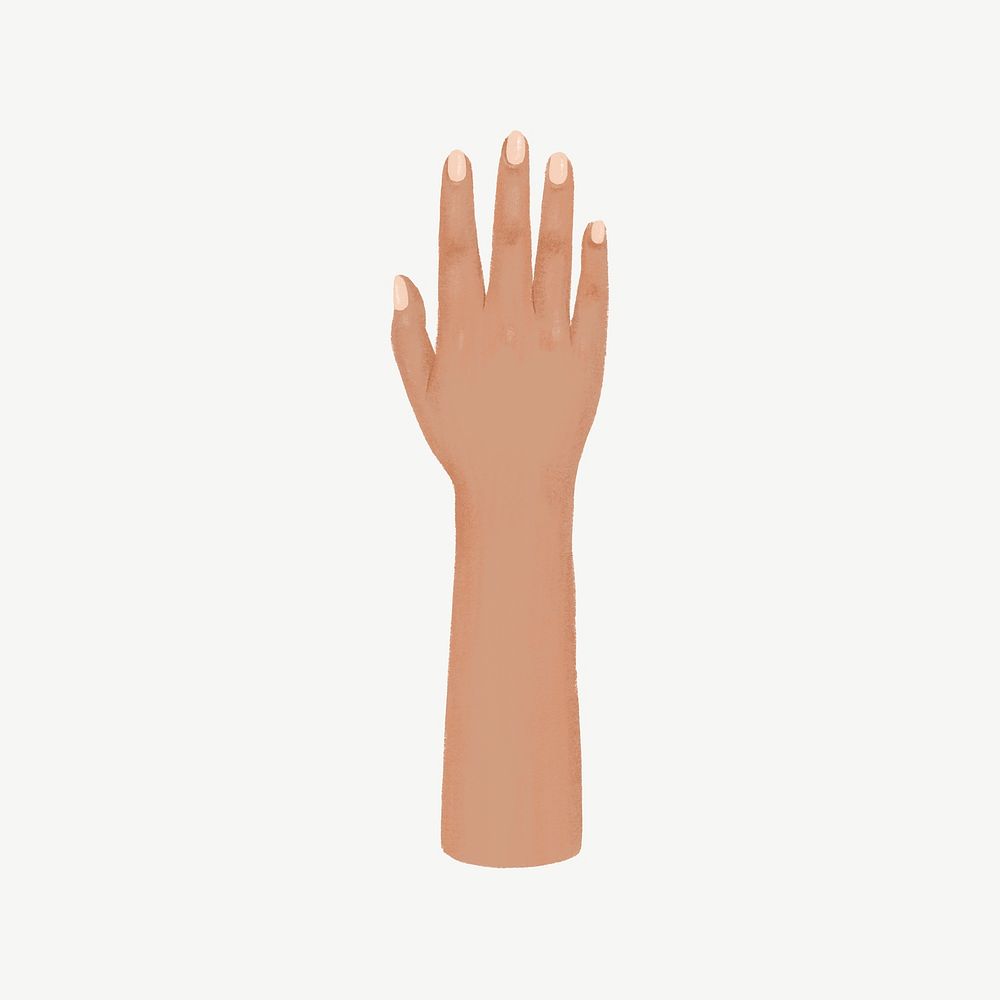 Woman's tanned hand, gesture illustration psd