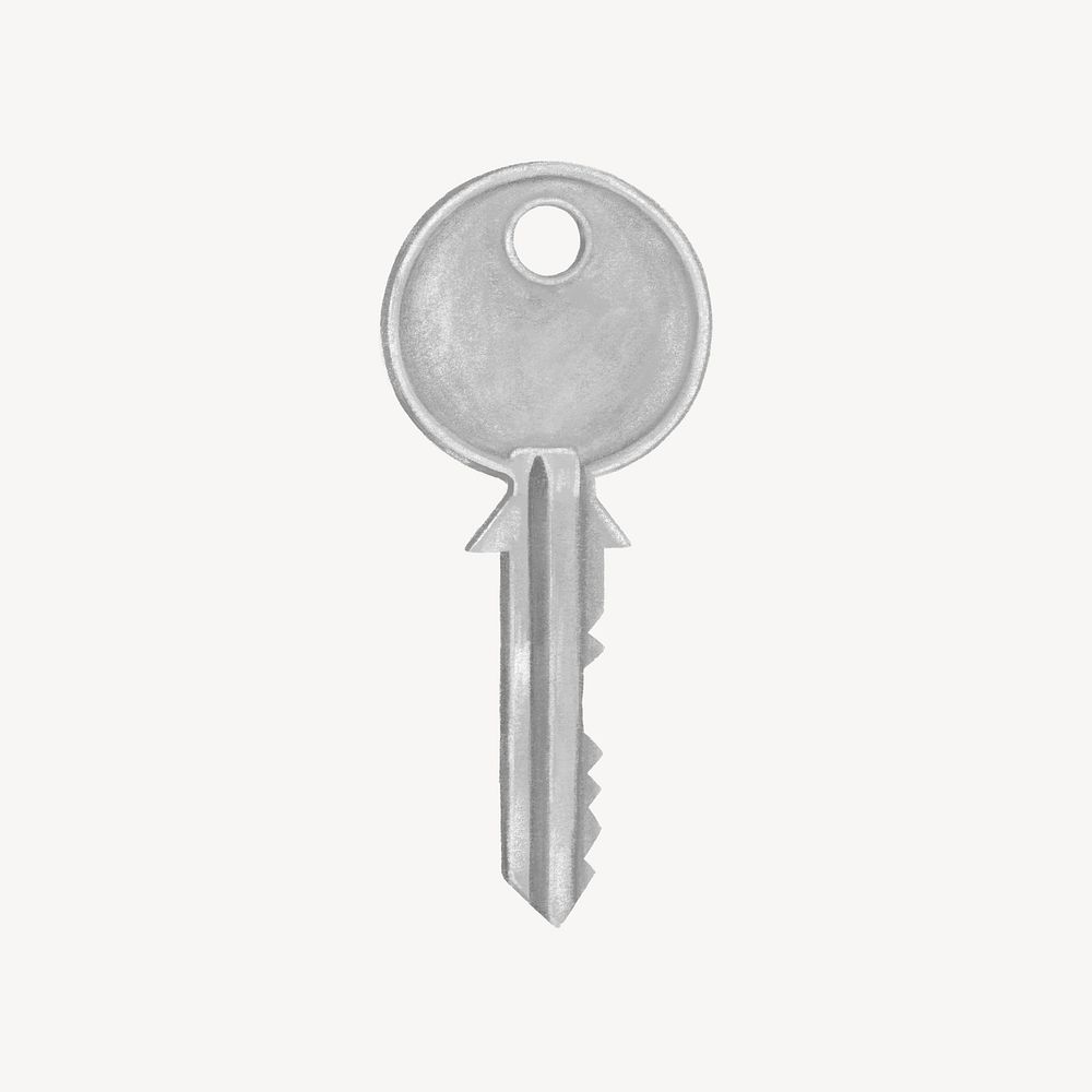 Silver house key  illustration