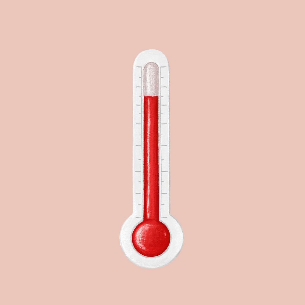 Red thermometer, environment illustration psd