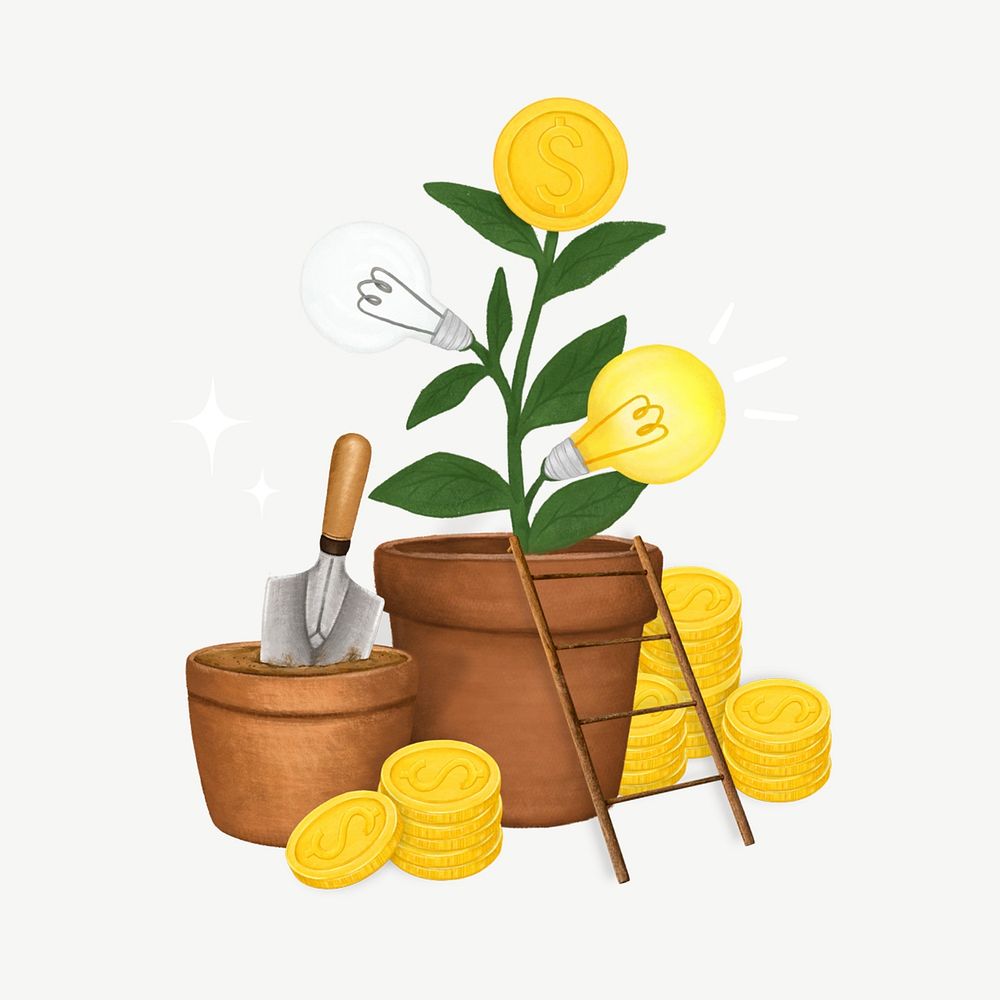 Creative ideas money plant, finance remix psd