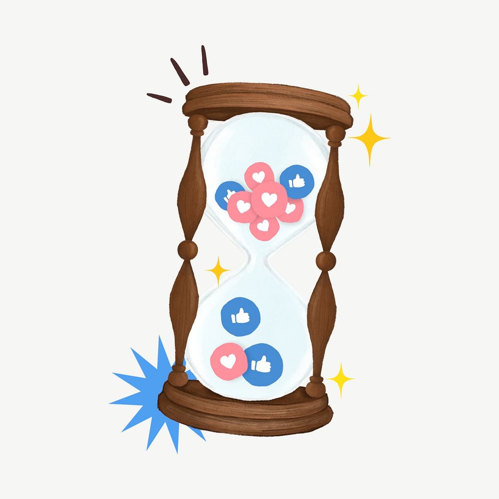 Hourglass, social media likes remix psd