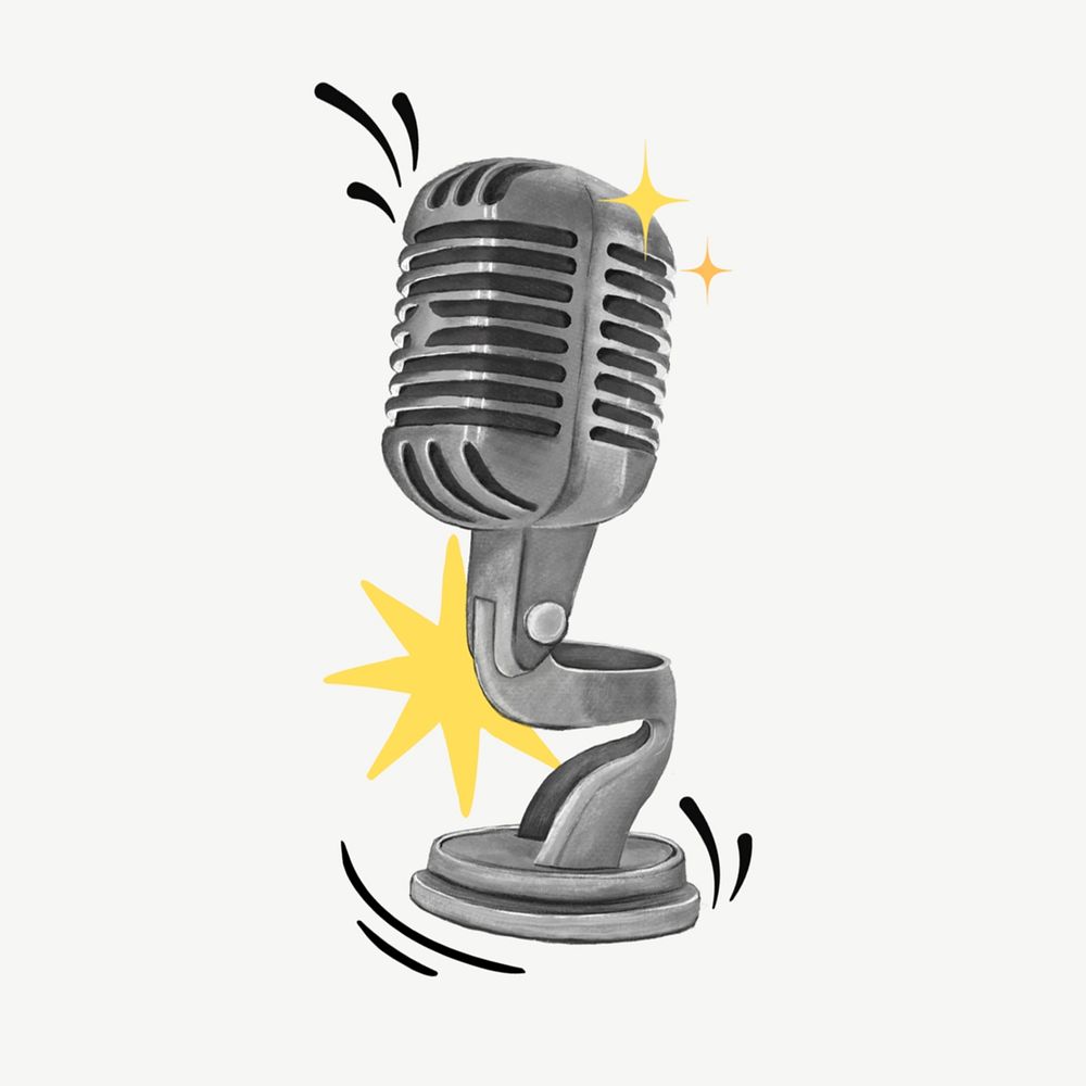 Retro microphone, standup comedy remix psd