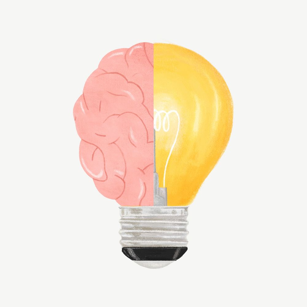 Light bulb brain, creative ideas remix psd