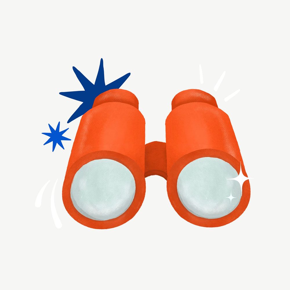 Orange binoculars collage element psd