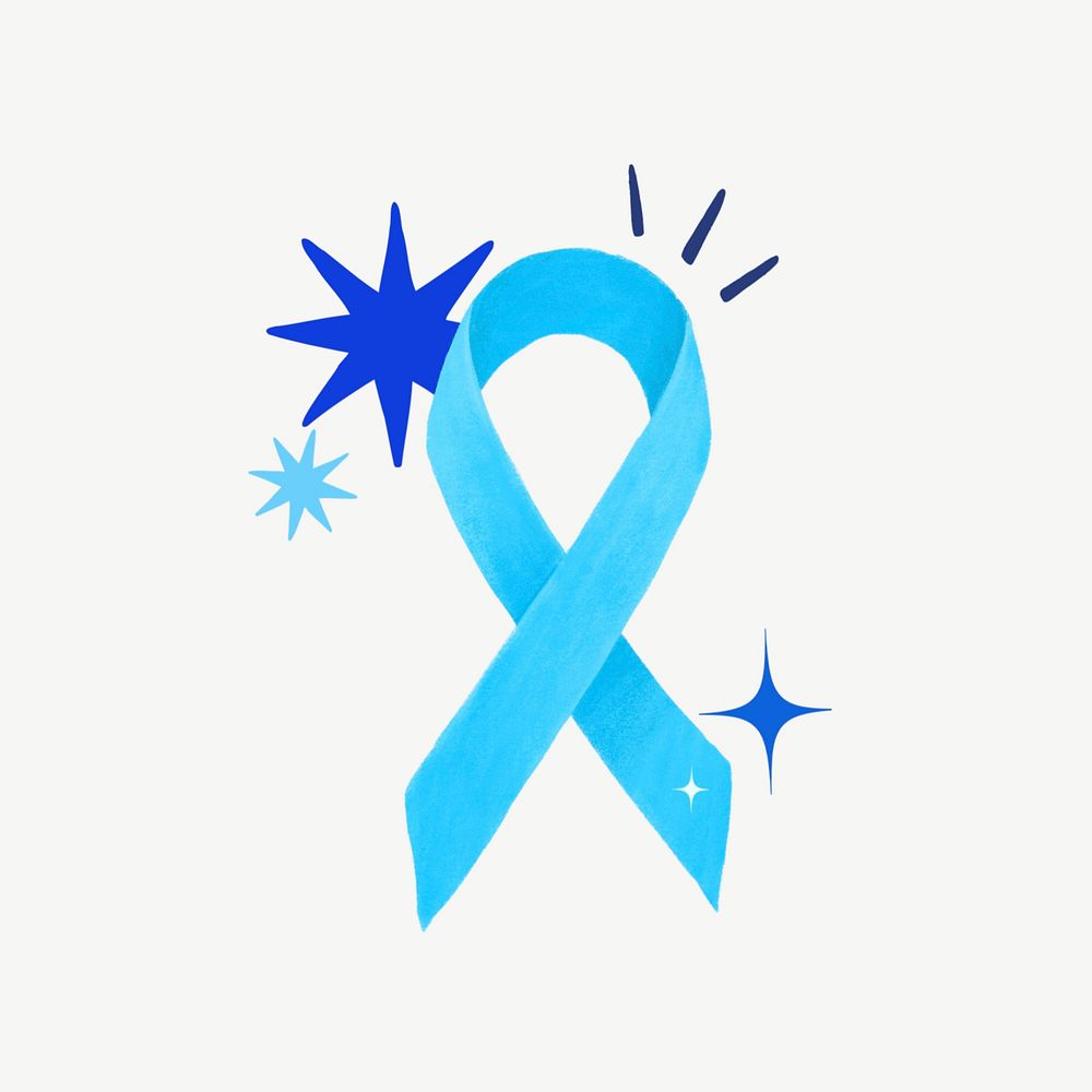 Blue ribbon, cancer awareness illustration psd