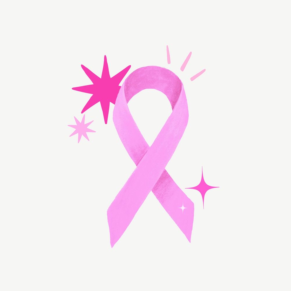 Pink ribbon, cancer awareness illustration psd