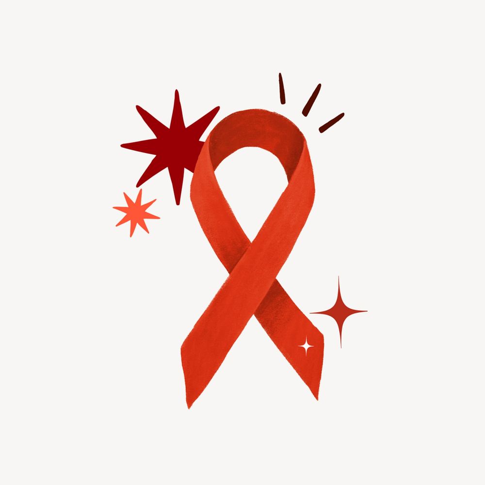 Red ribbon, HIV/AIDS awareness illustration