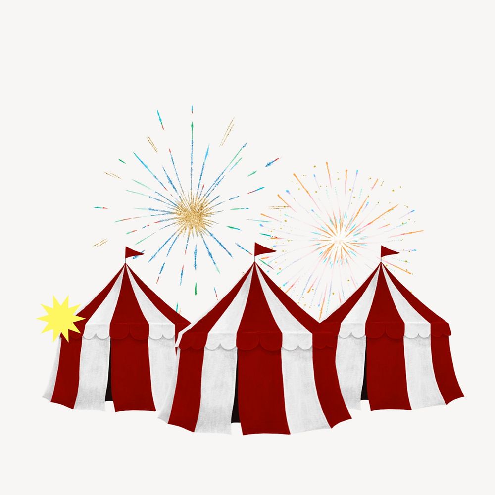 Circus tents firework illustration
