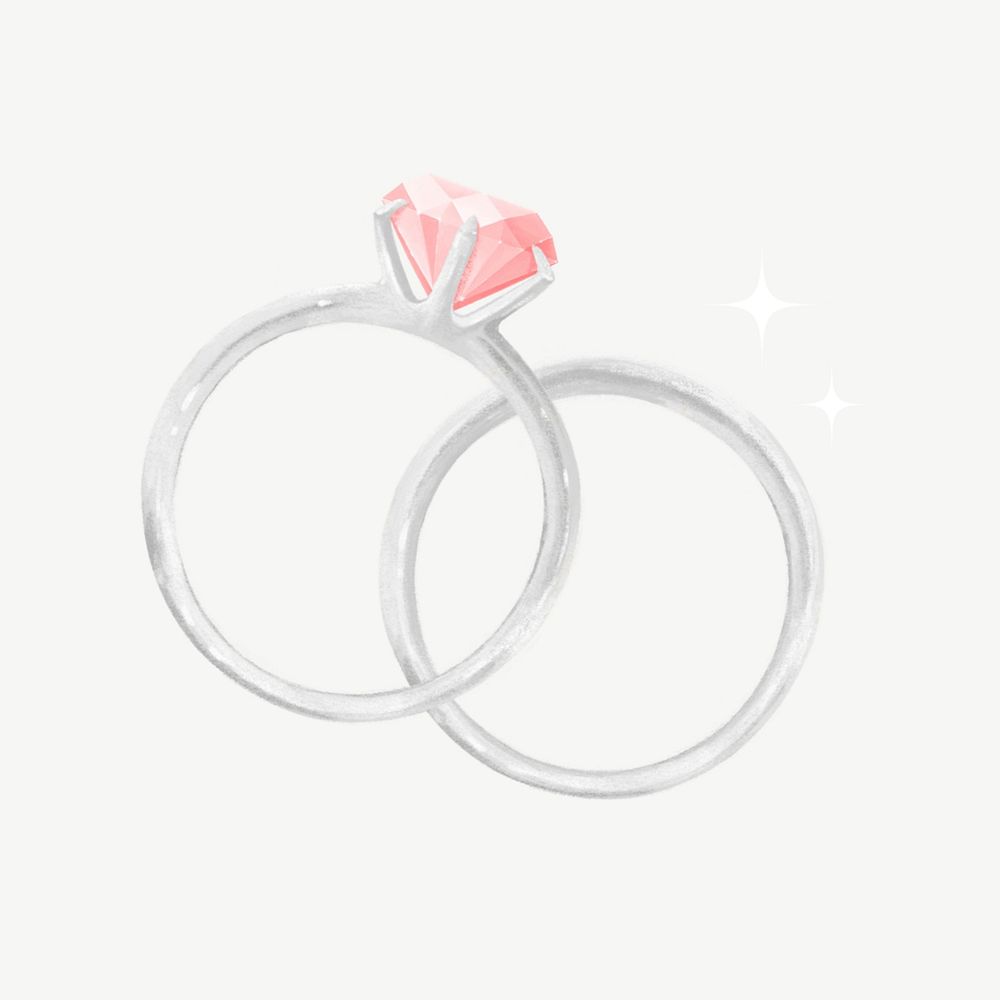 Couple wedding rings, jewelry illustration psd