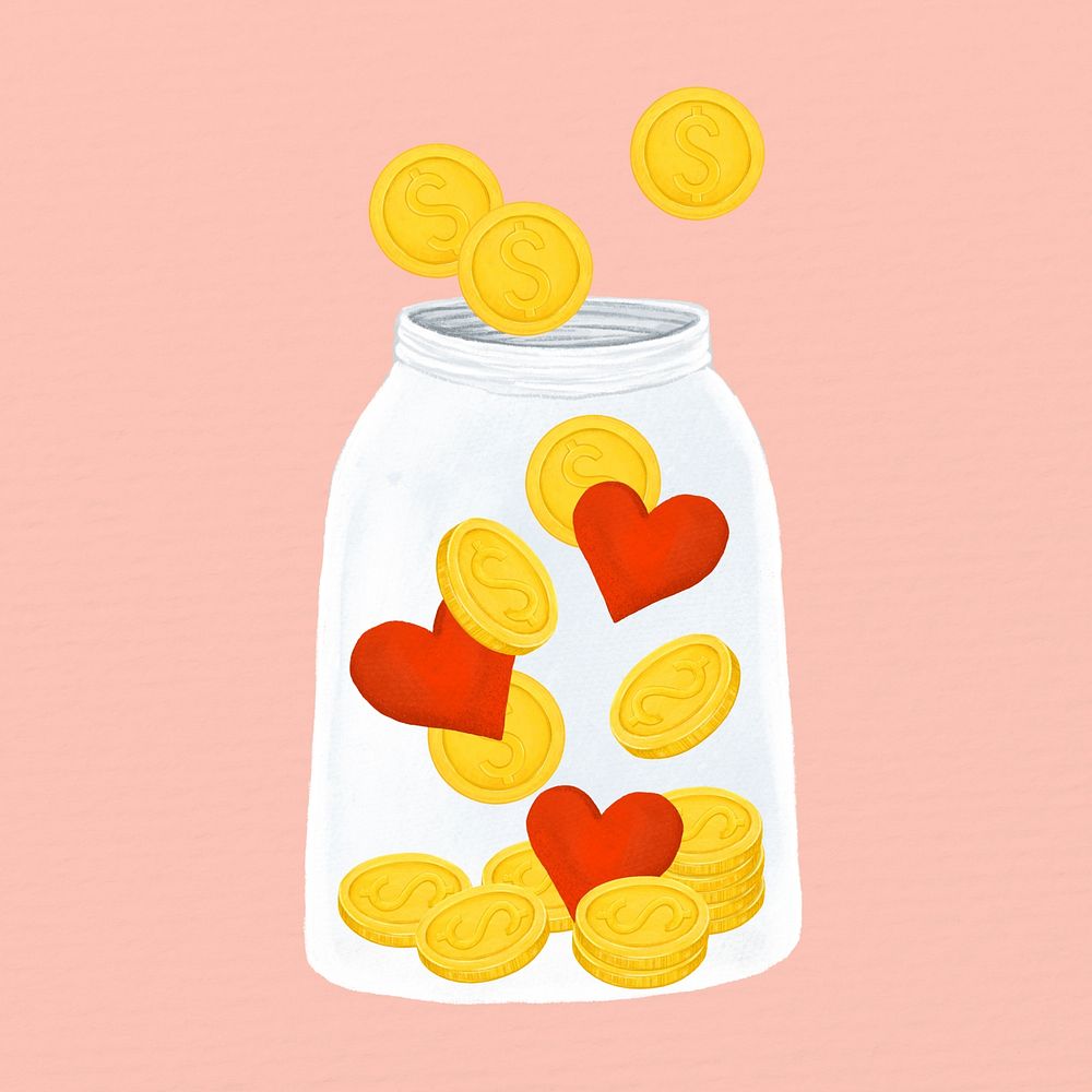 Donation money jar, finance & charity remix