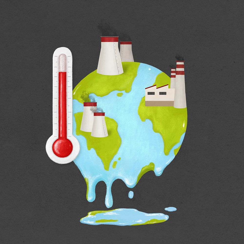 Melting globe, environment illustration