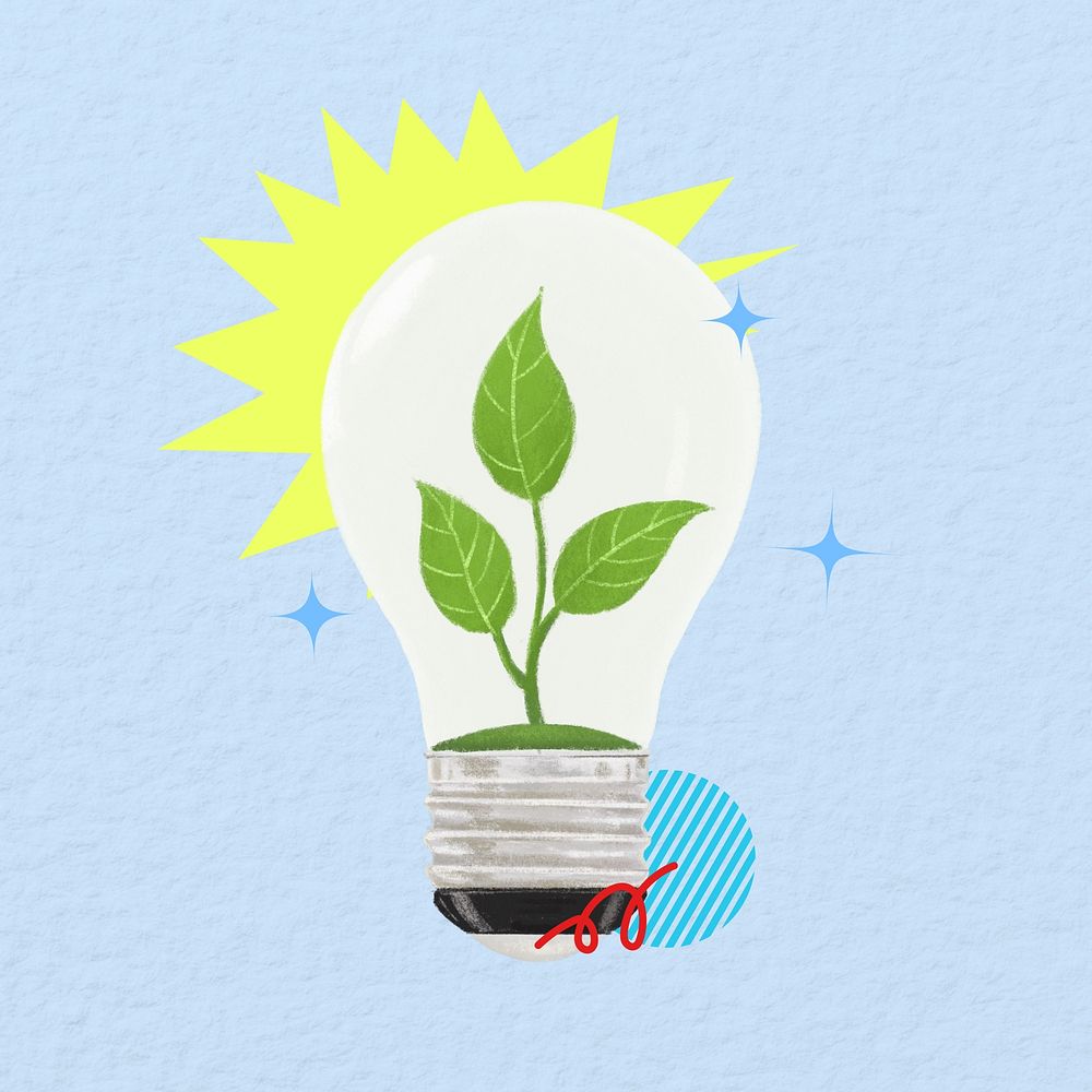 Plant light bulb, environment illustration