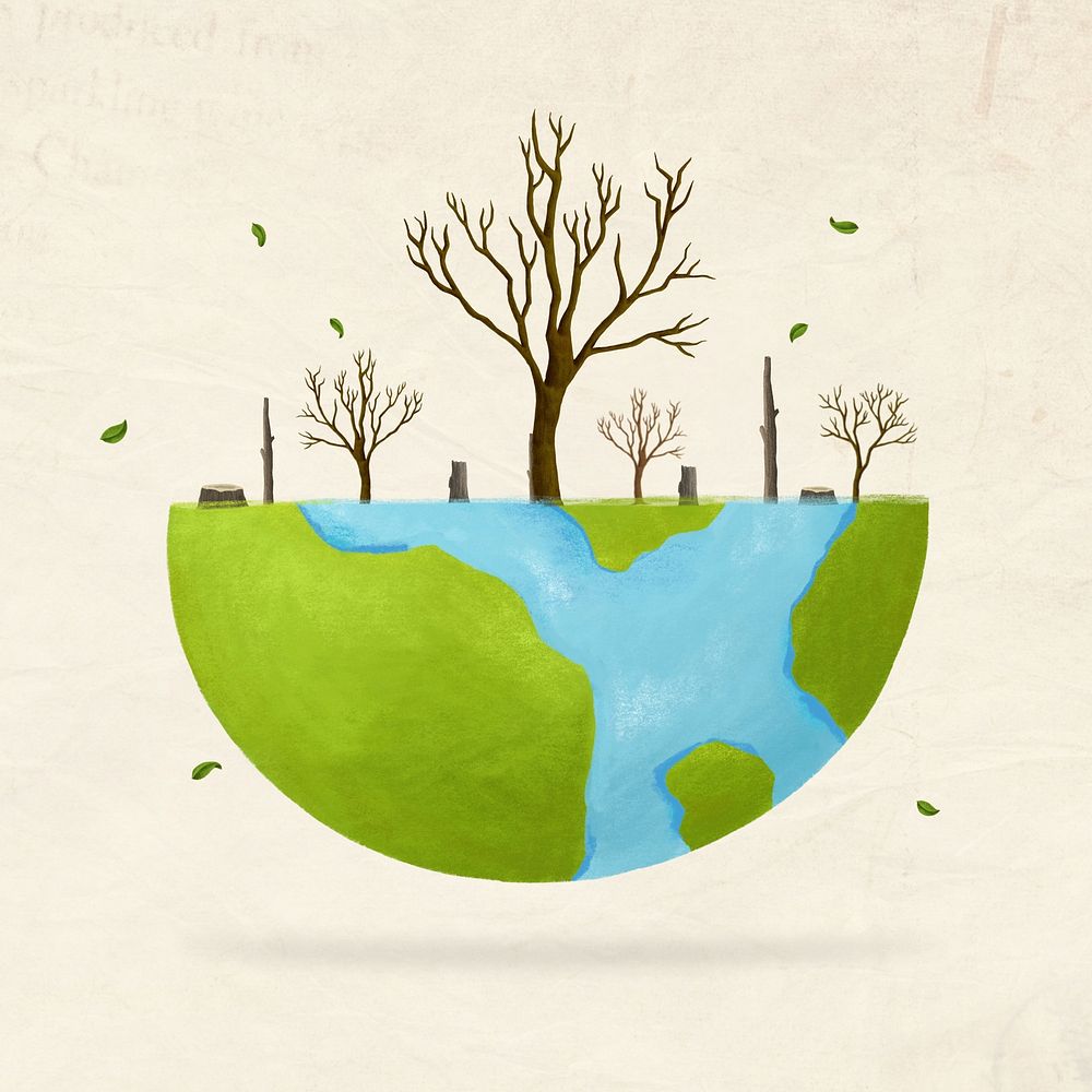 Leafless tree globe, environment illustration