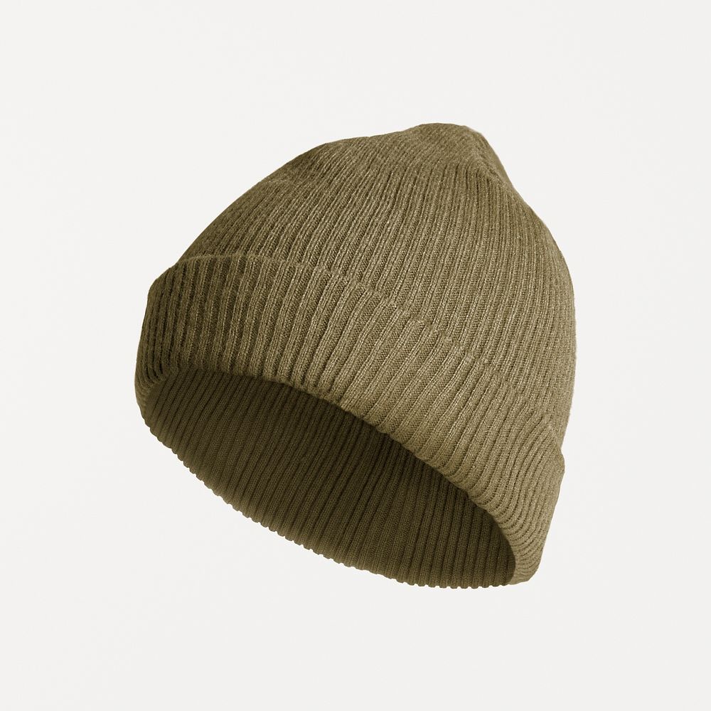 Green beanie knitted hat mockup