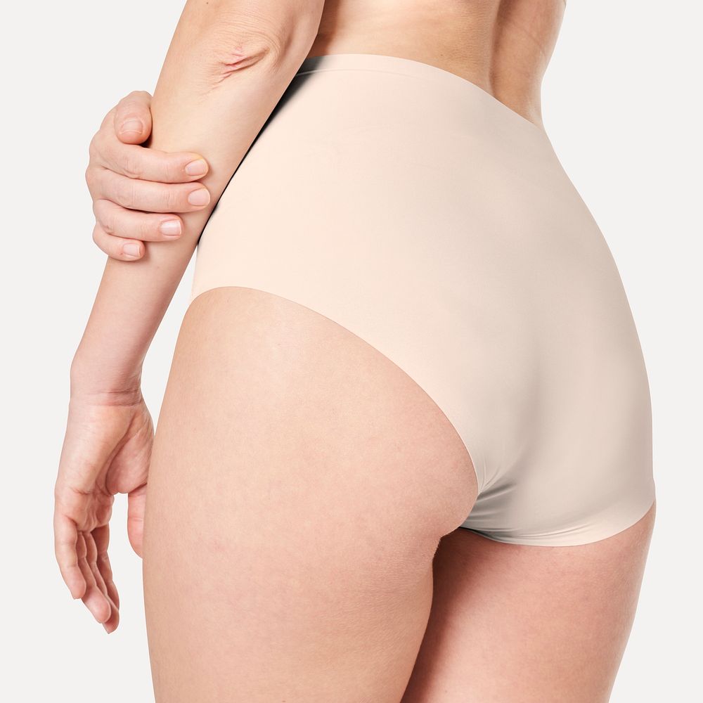 Woman in high waisted underwear mockup