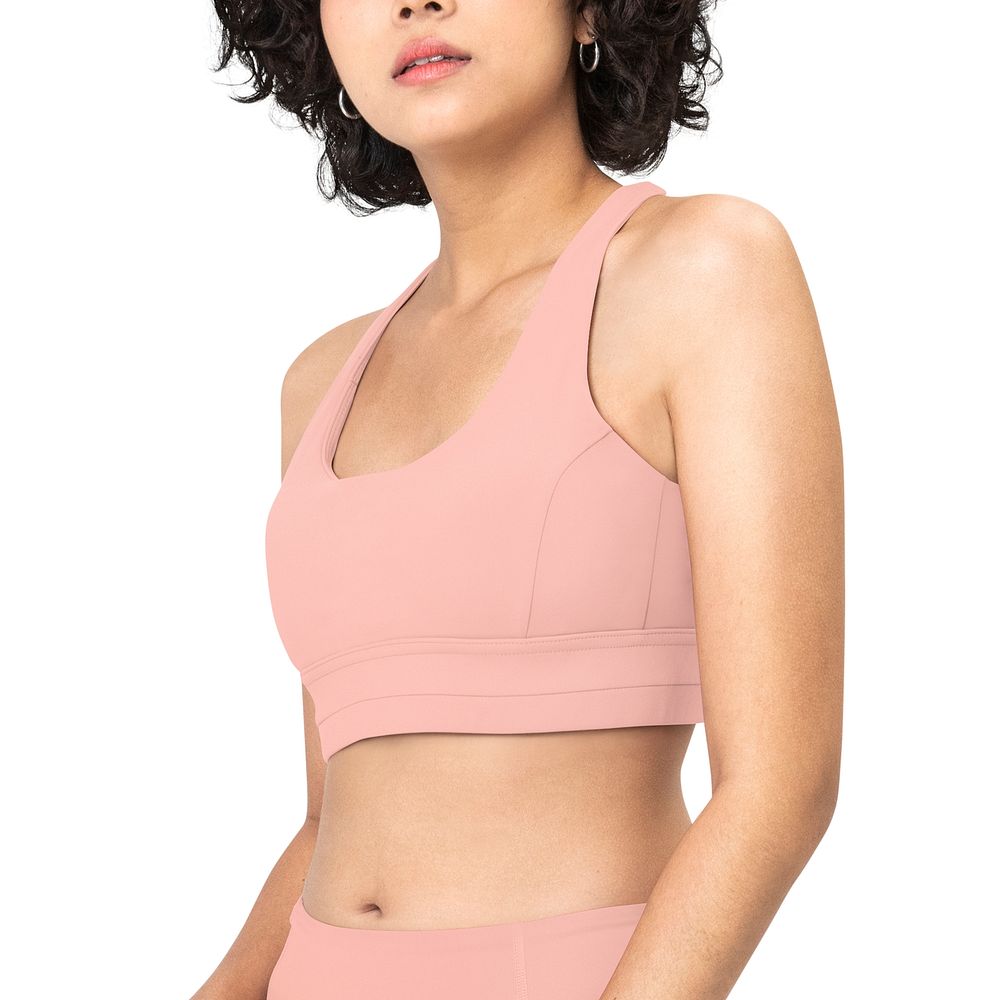 Woman in pink psd mockup sports bra and leggings sportswear fashion set
