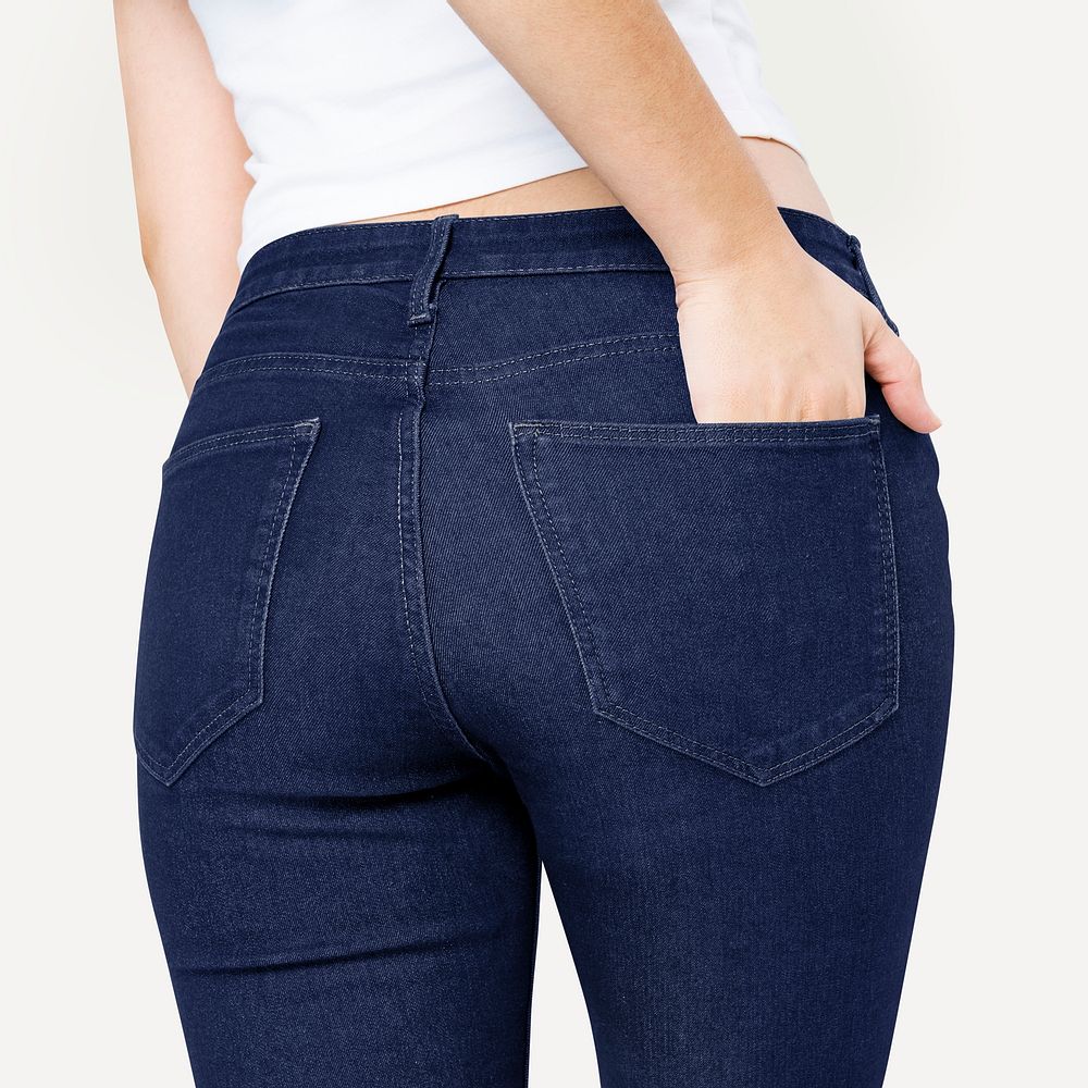 Woman in jeans  mockup, editable psd