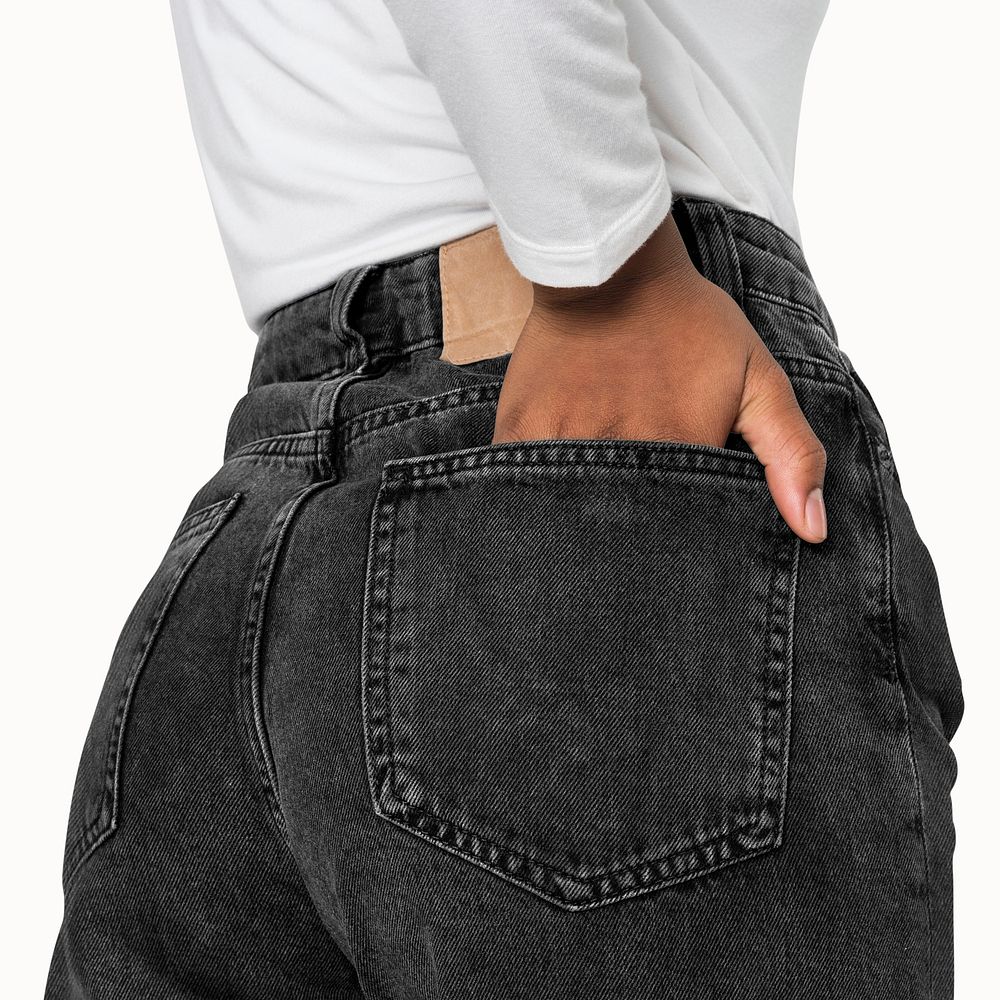 Black jeans pocket mockup psd back to basic fashion shoot
