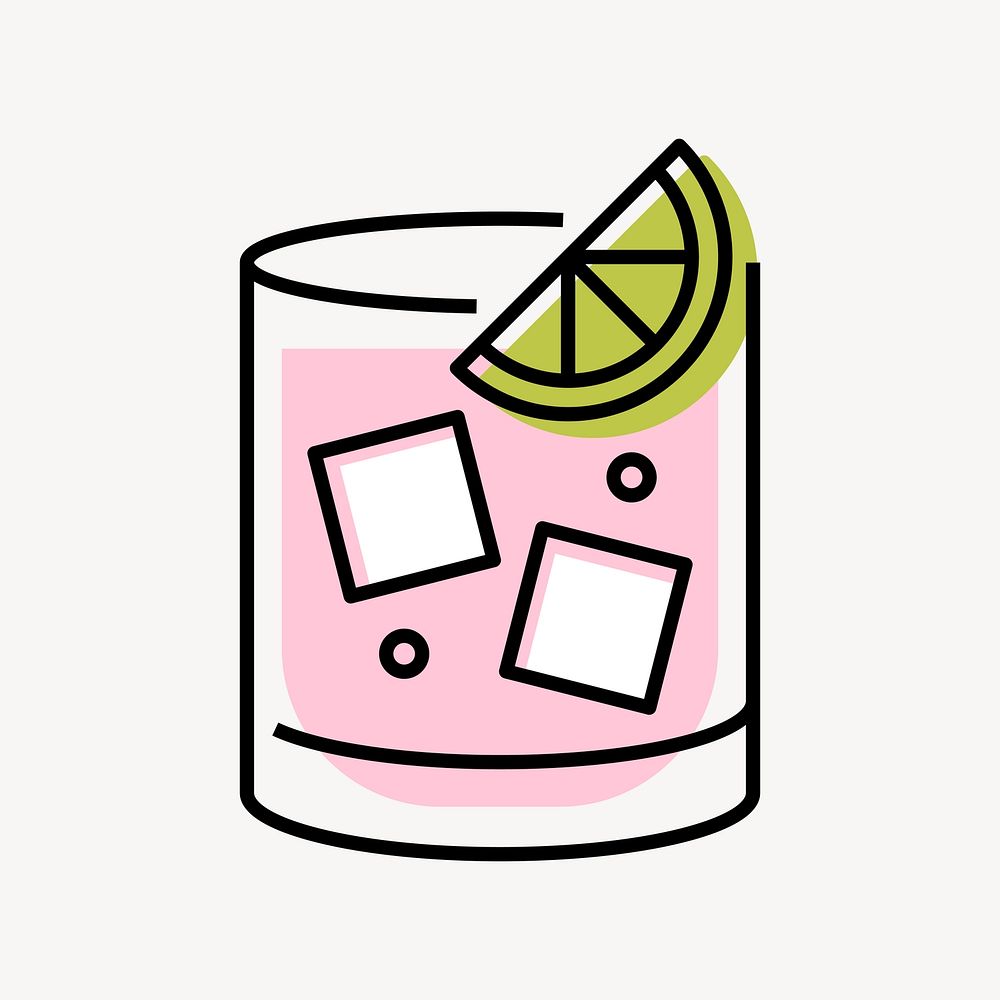 Cocktail glass icon, line art design vector