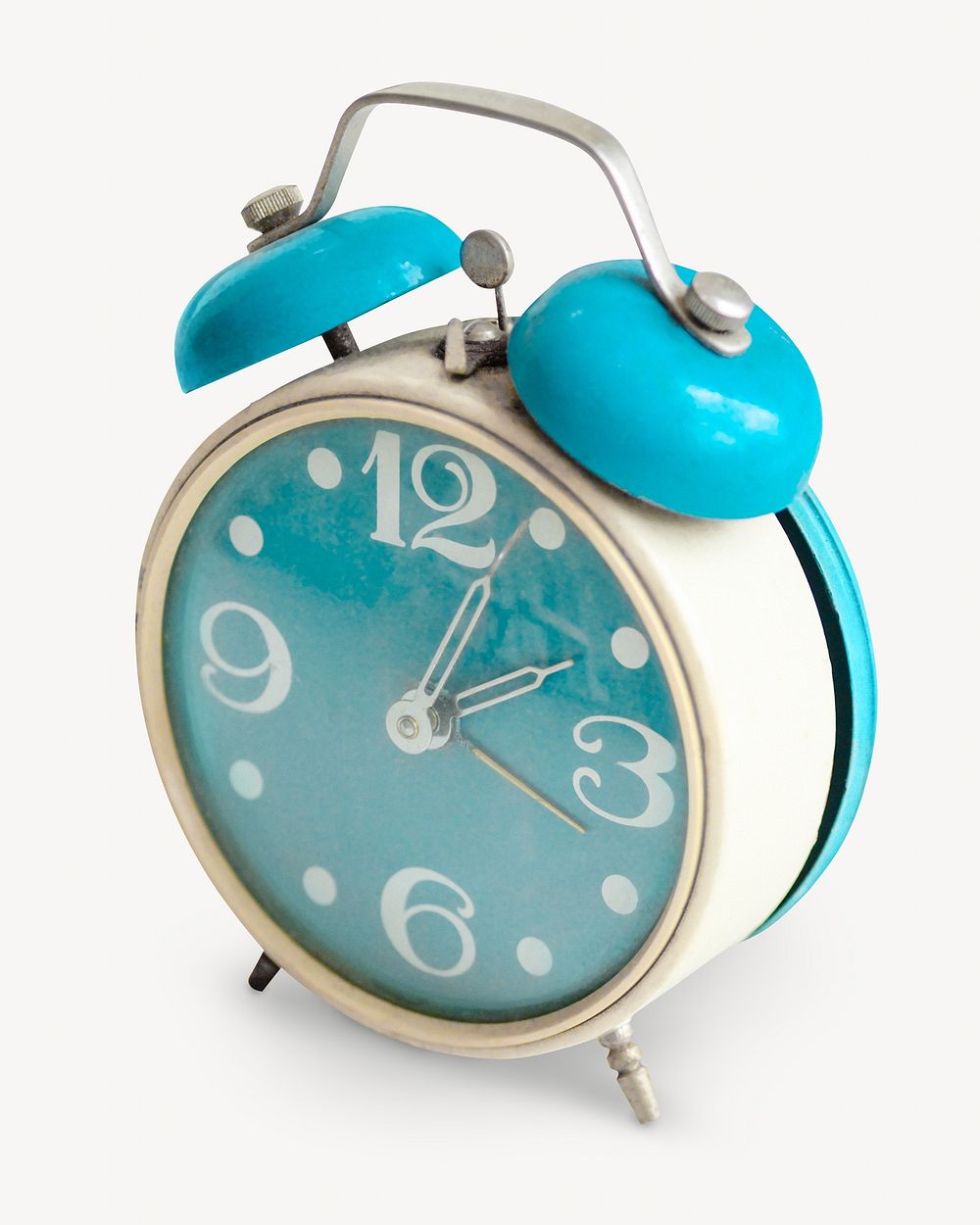 Blue morning alarm clock isolated image