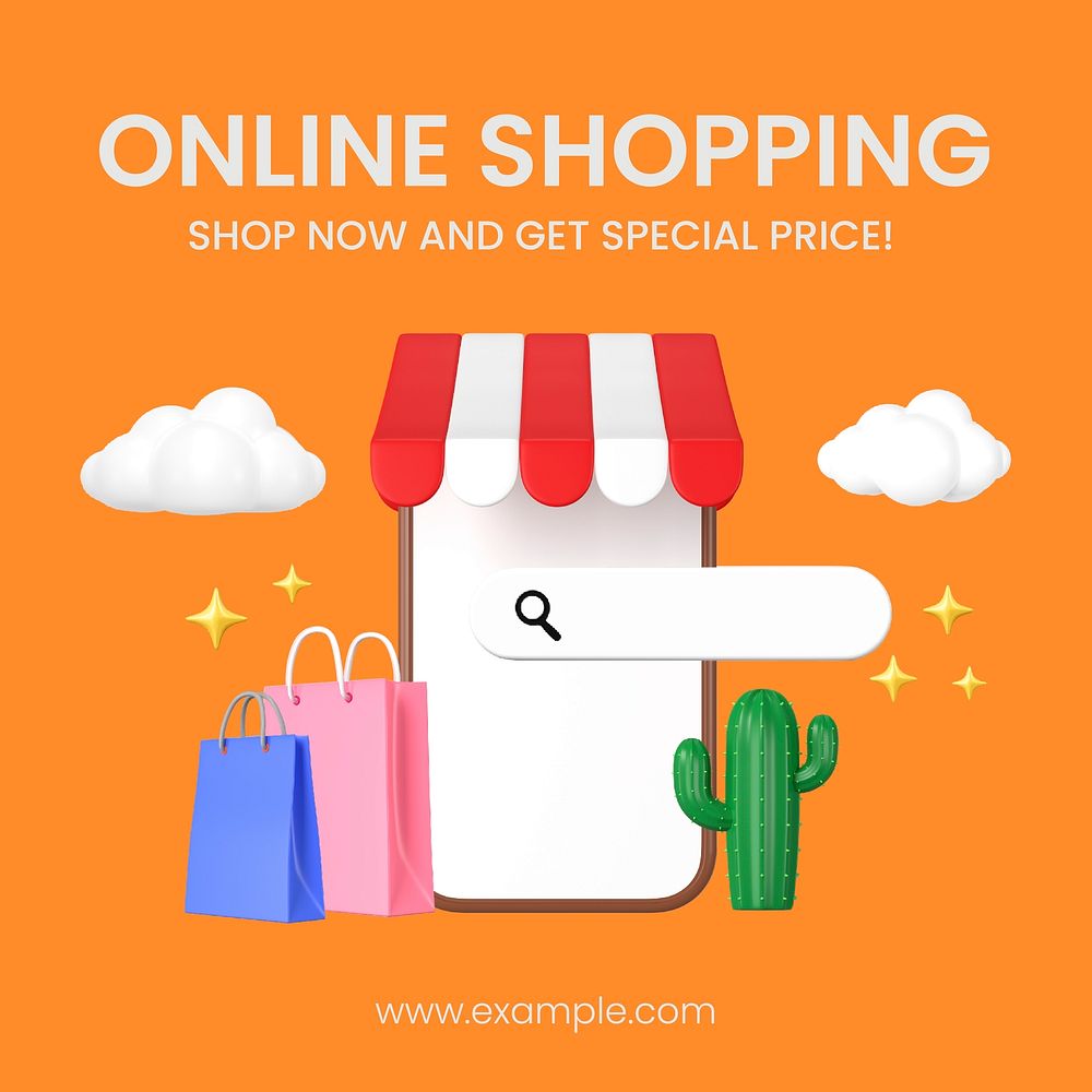 Online shopping Instagram ad template, special offer vector