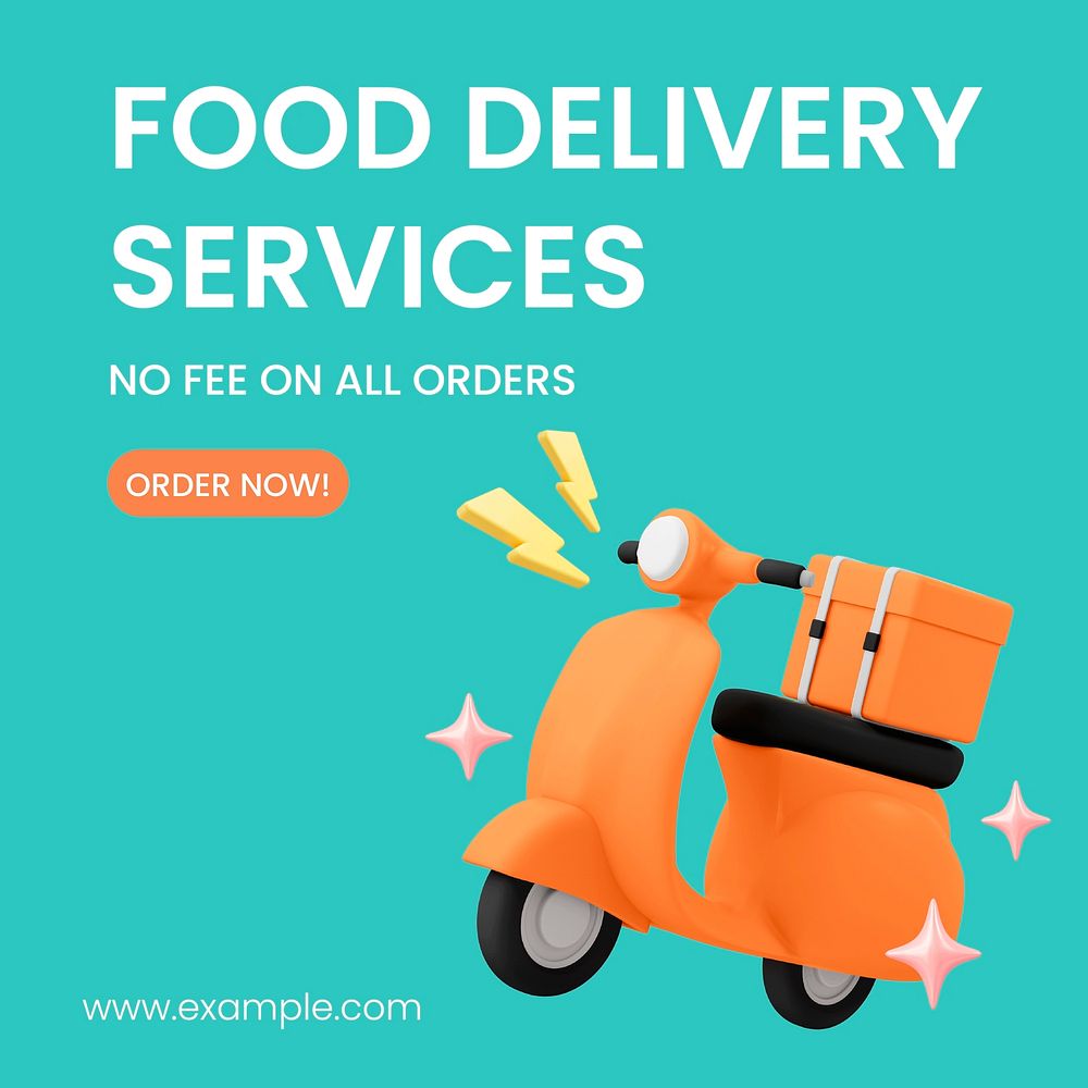 Food delivery Instagram ad template for social media campaign vector