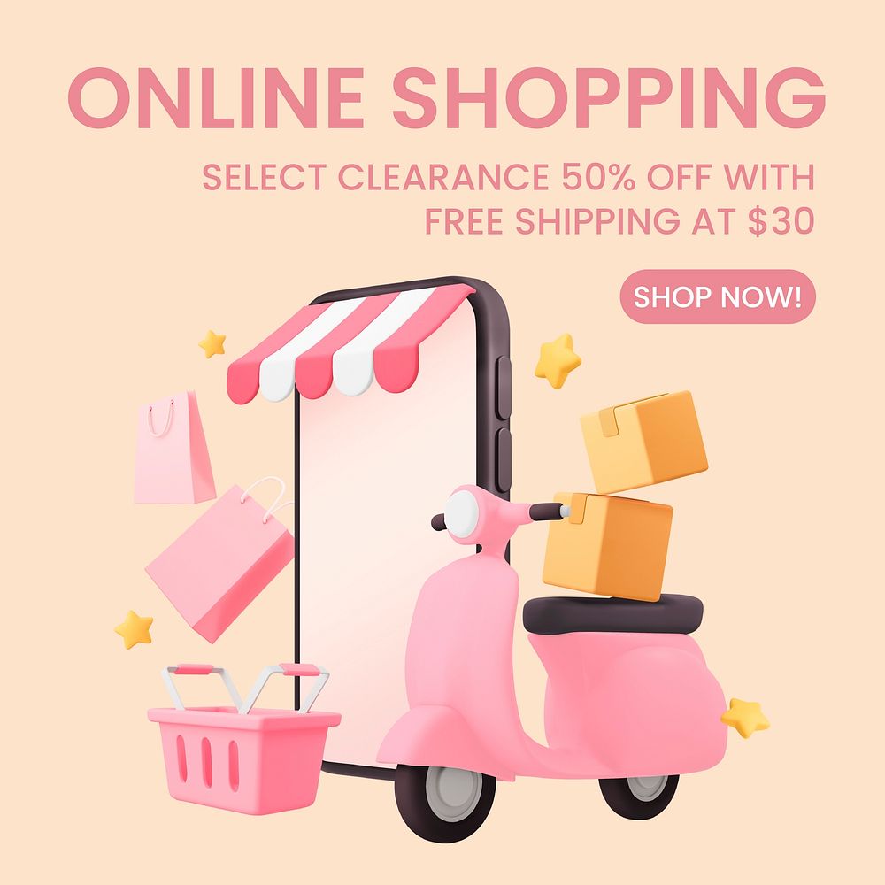 Online shopping Instagram ad template, special offer vector
