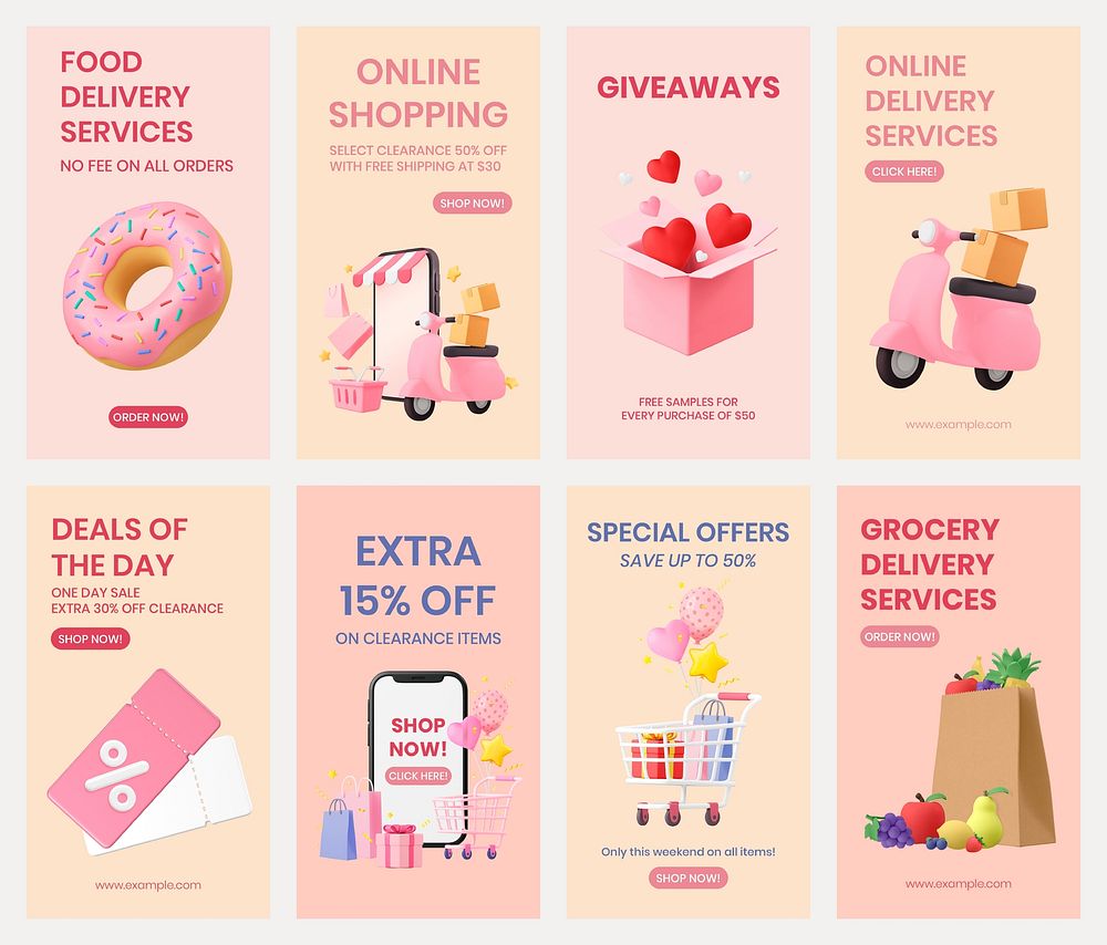 E-commerce Instagram story templates, small business psd set