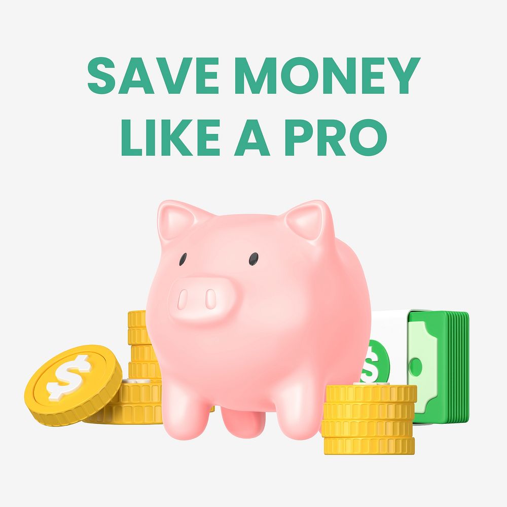 Save money Instagram ad template, editable design vector