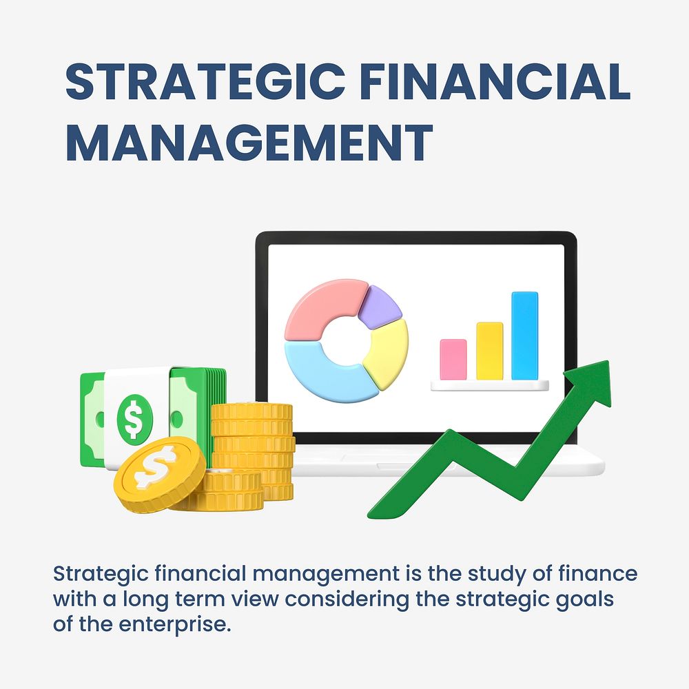 Financial management Instagram ad template, editable 3D design vector