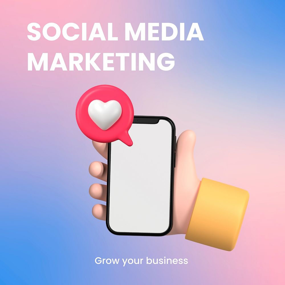 Social media marketing ad template, editable 3D design vector