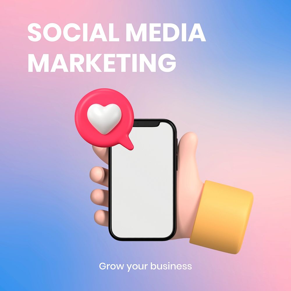 Social media marketing ad template, editable 3D design psd