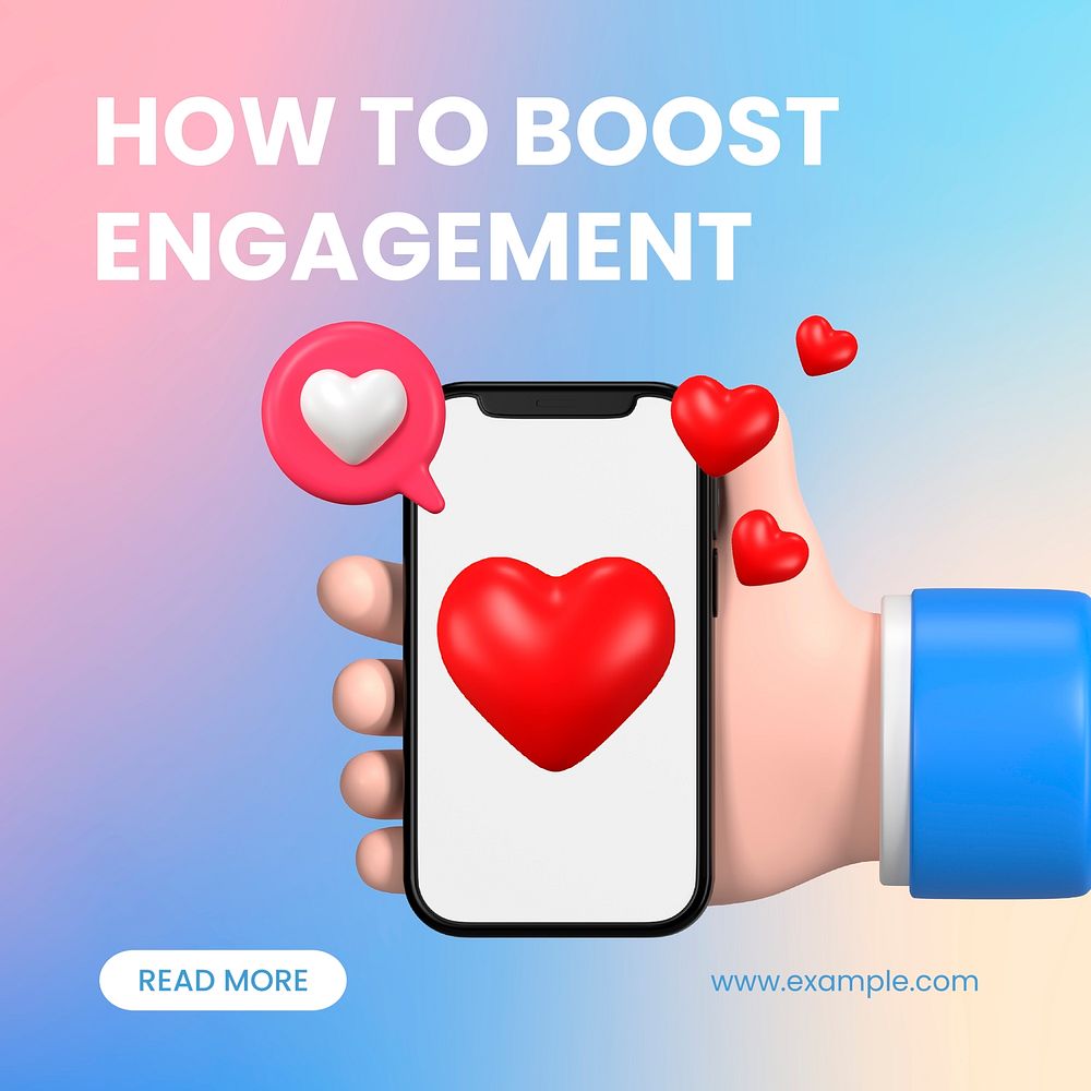 Boost engagement Instagram post template, editable 3D design vector