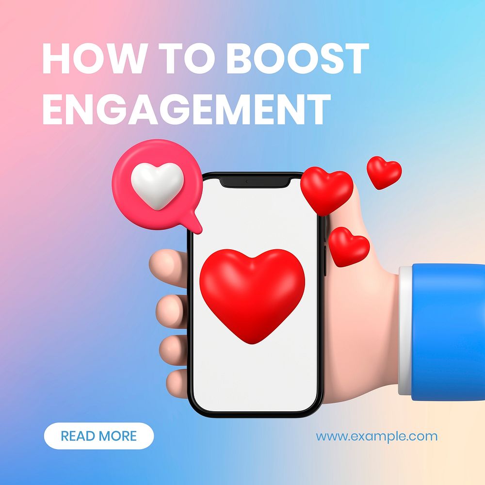 Boost engagement Instagram post template, editable 3D design psd