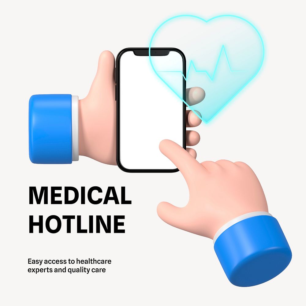 Medical hotline Instagram post template, editable text vector