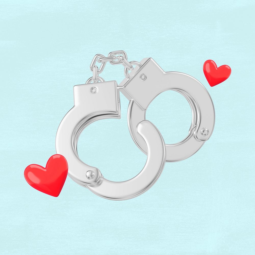 Valentine's heart handcuffs, 3D love remix