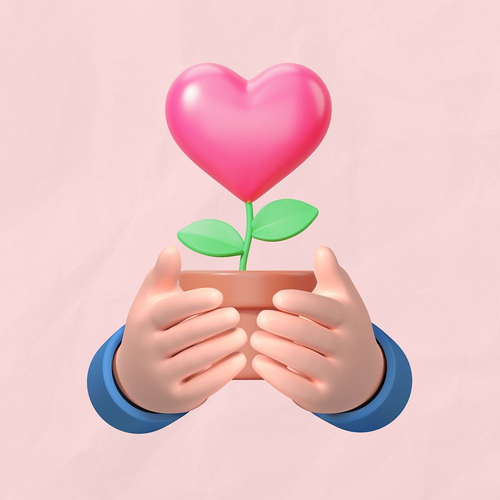 Valentine's heart plant, 3D love remix