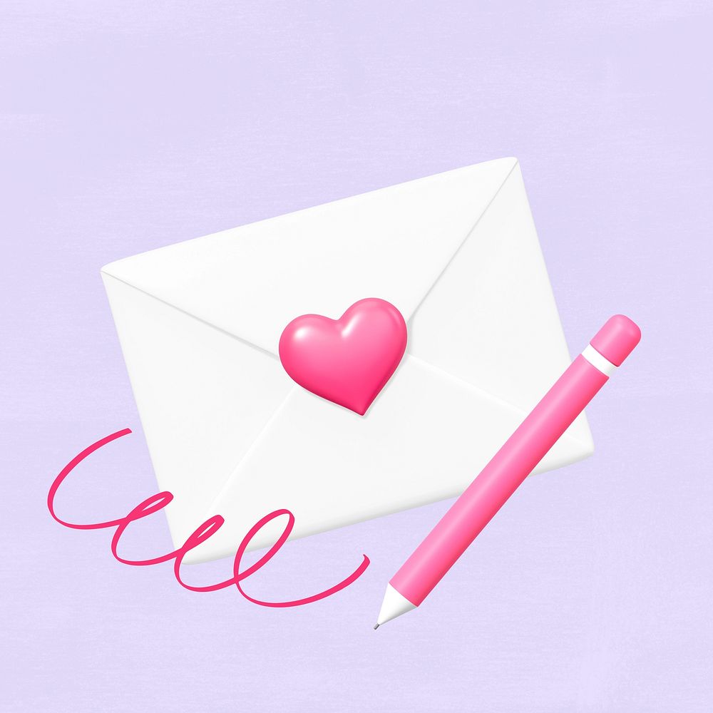 Valentine's love letter, cute 3D remix