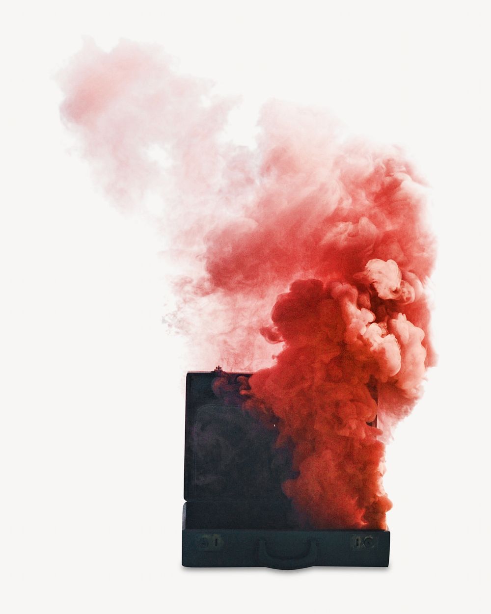 Red smoke suitcase, isolated design