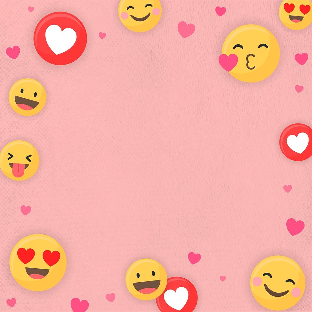 Heart emoticon frame background, pink, paper textured design