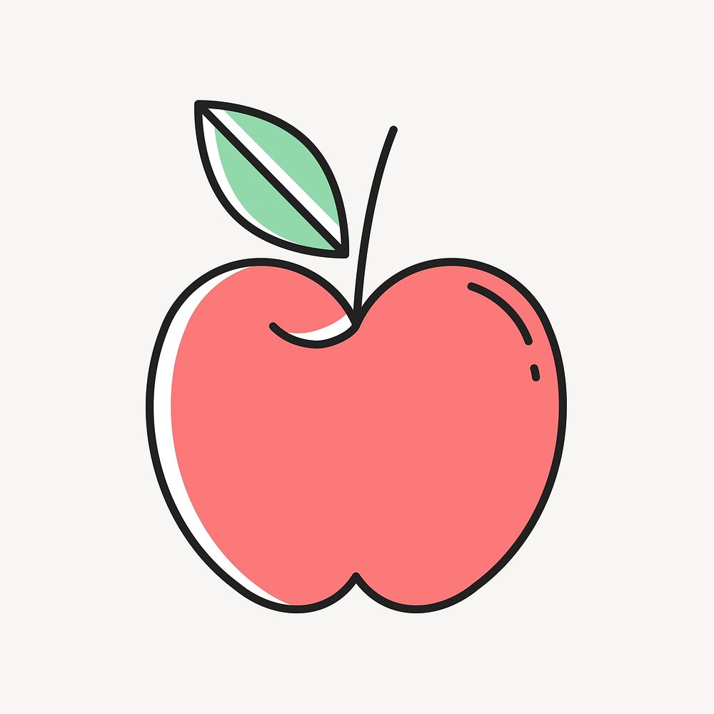 Apple fruit, health & wellness line art illustration vector