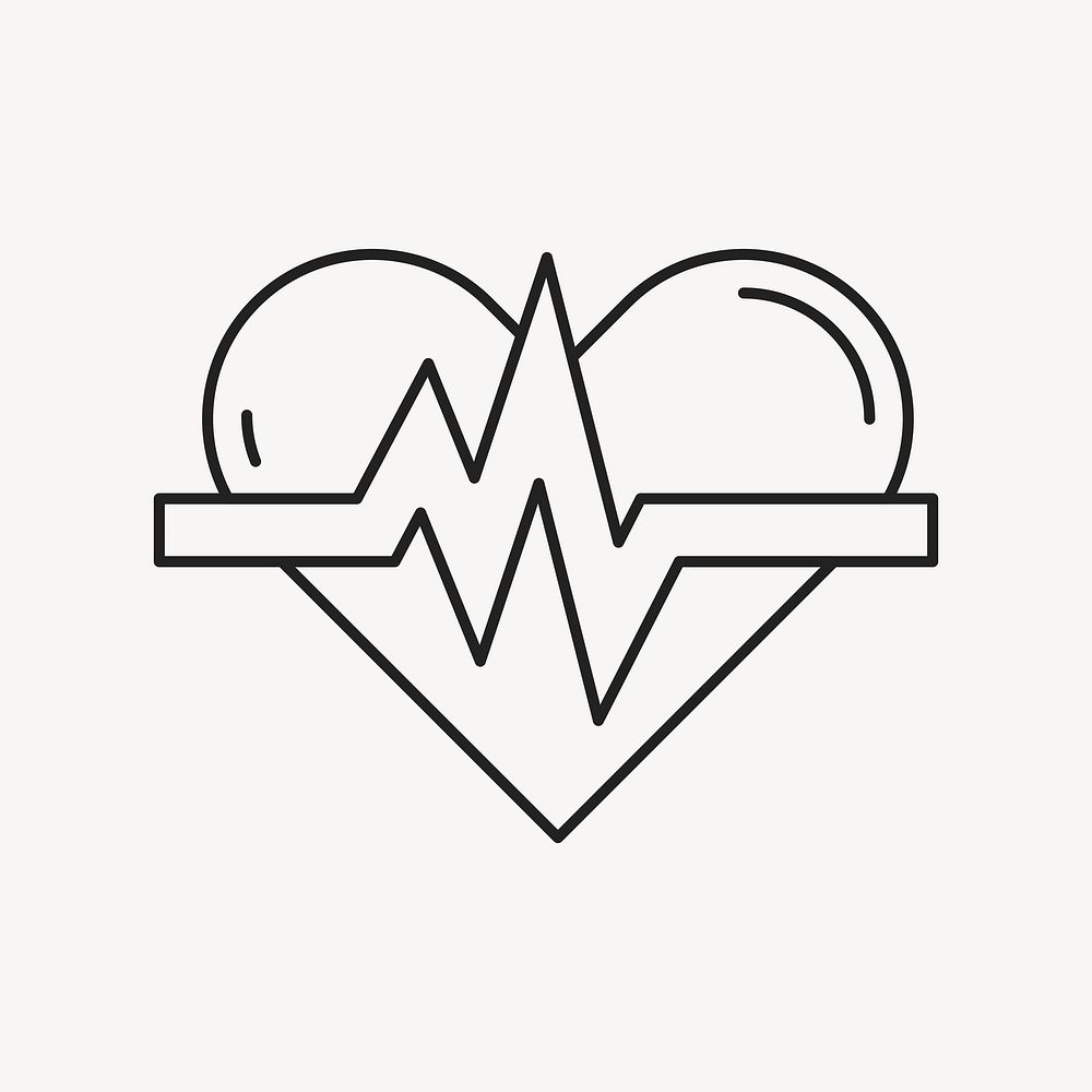 Heartbeat pulse, health & wellness minimal line art illustration vector