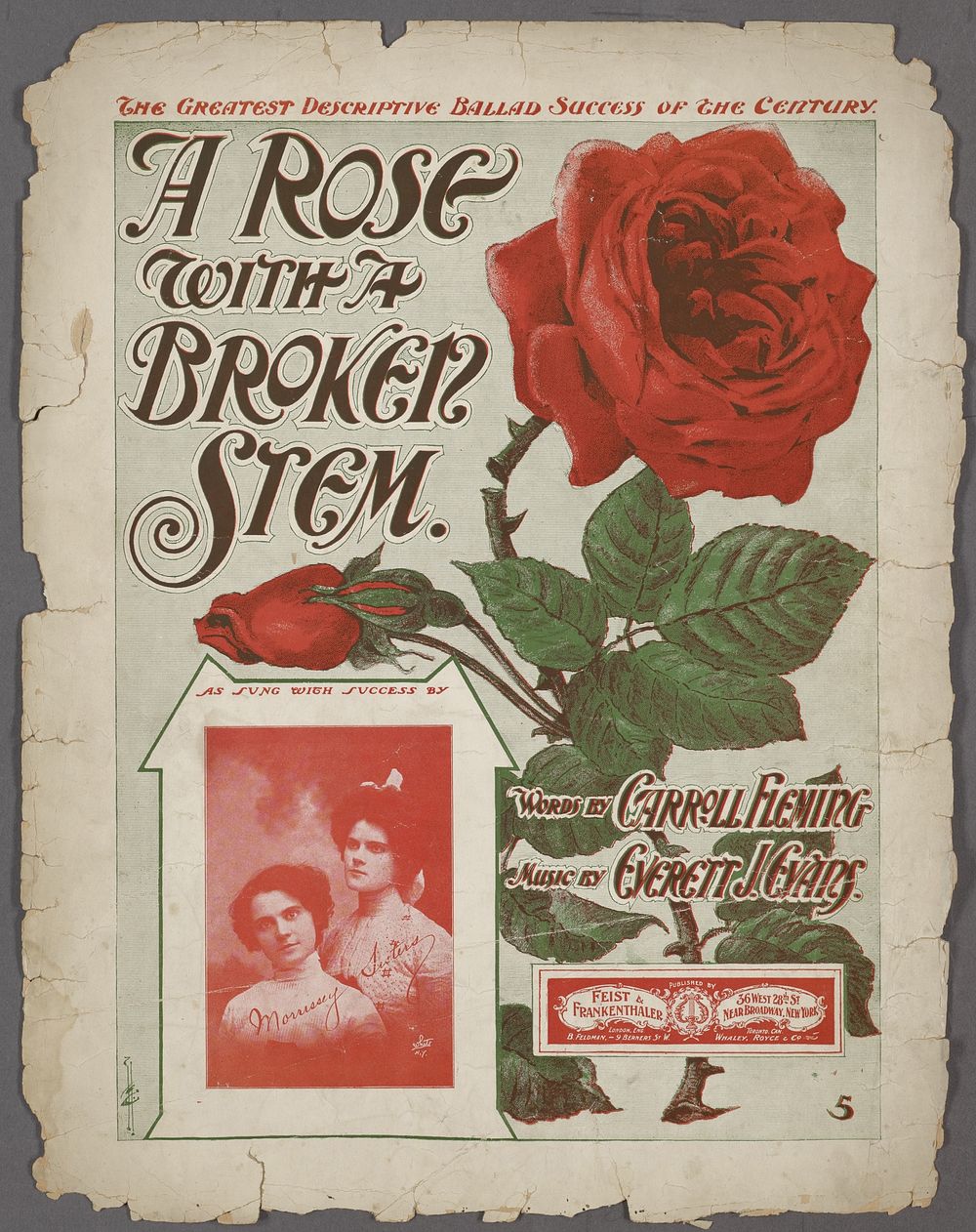 * On cover: Photograph of Morrisey Sisters.On cover: Roses. [illustration]Statement of responsibility : words by Carroll…